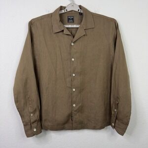 Todd Snyder Baird McNutt Shirt Mens L Brown Irish Linen Crop Minimalist Coastal